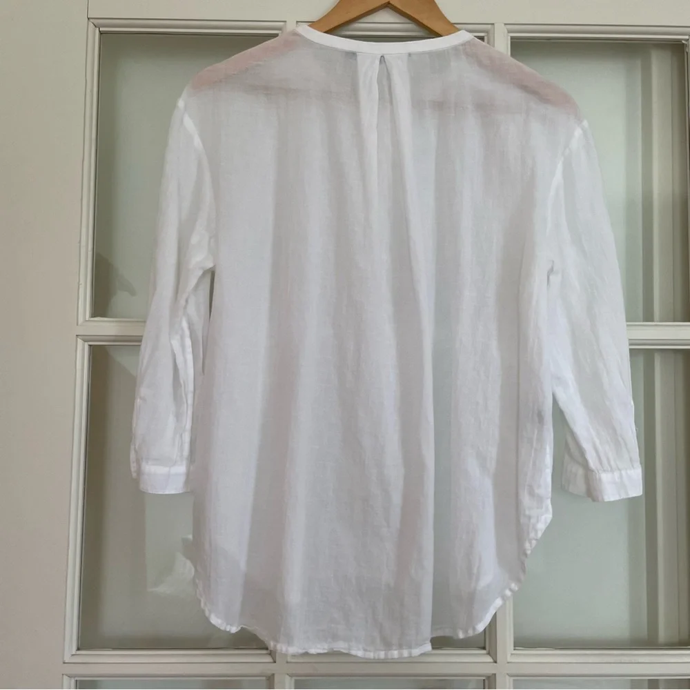 Jenni Kayne white linen cotton blend lightweight blouse medium M - Picture 2 of 5